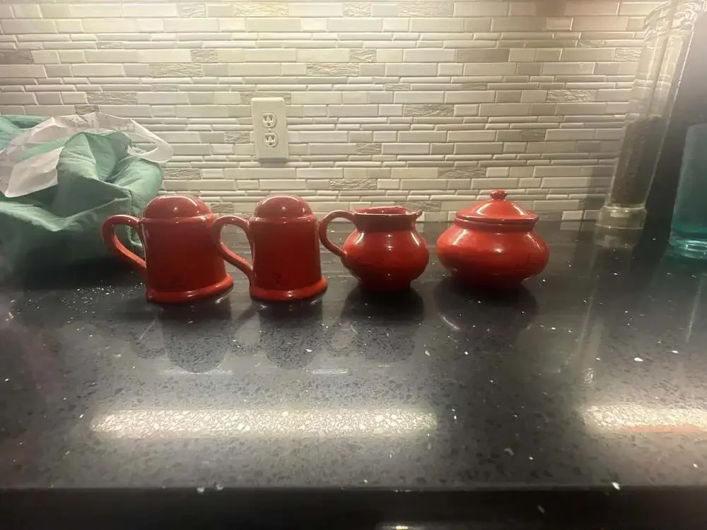 Mamma Ro Italian Red Pottery 4-Piece Creamer Sugar & Salt Pepper Set